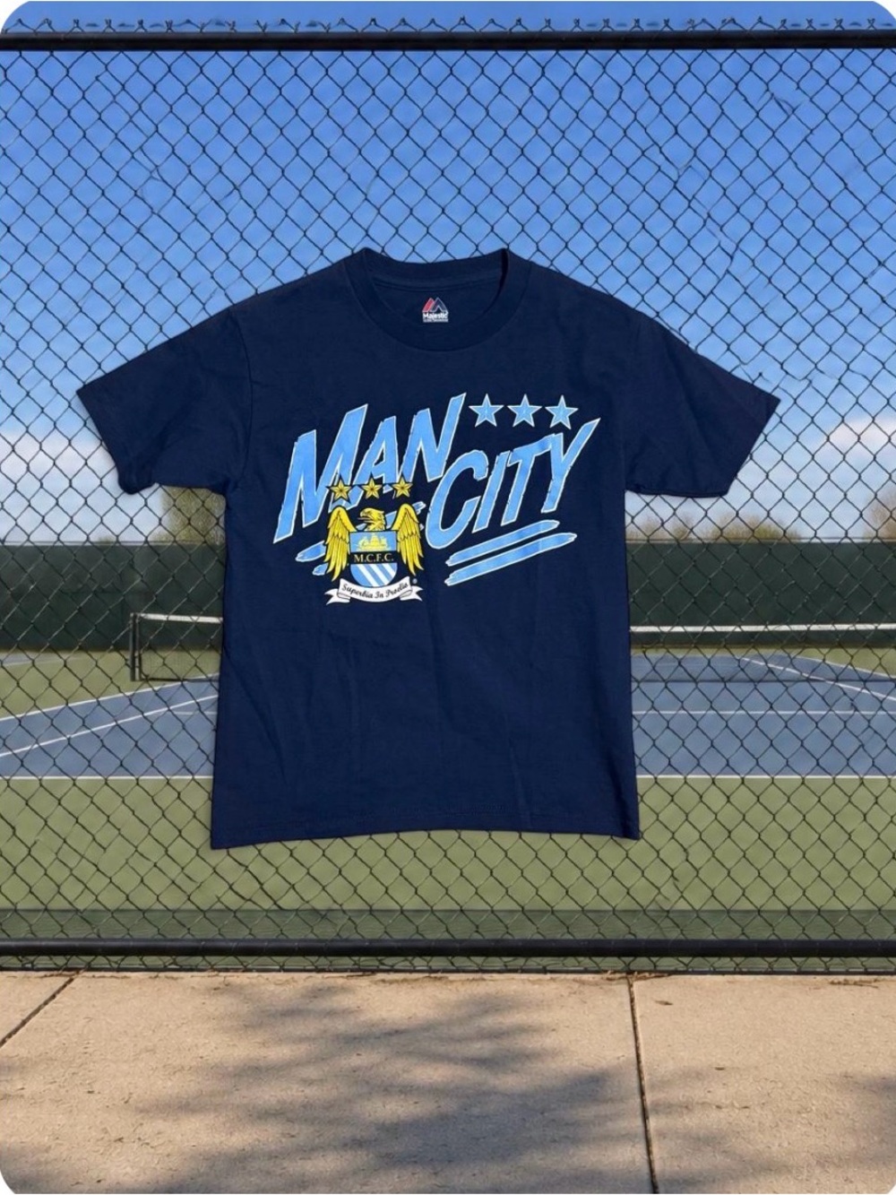 Majestic Navy Blue Man City Graphic Short Sleeve Tee